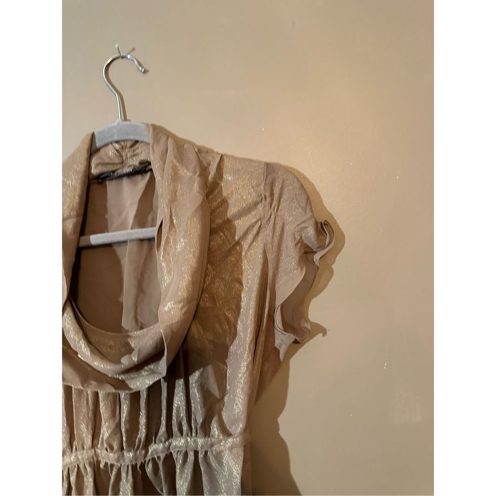 Tahari Women's Double Lining Gathered Waist Shiny Blouse Size Large - Picture 8 of 14
